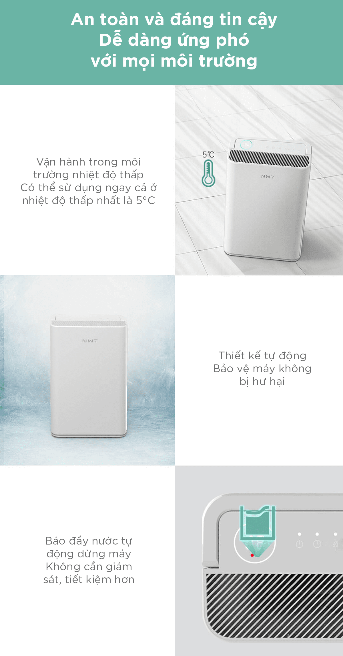 Máy Hút Ẩm Thông Minh Xiaomi NWT 12L Kèm Lưới Lọc Kháng Khuẩn