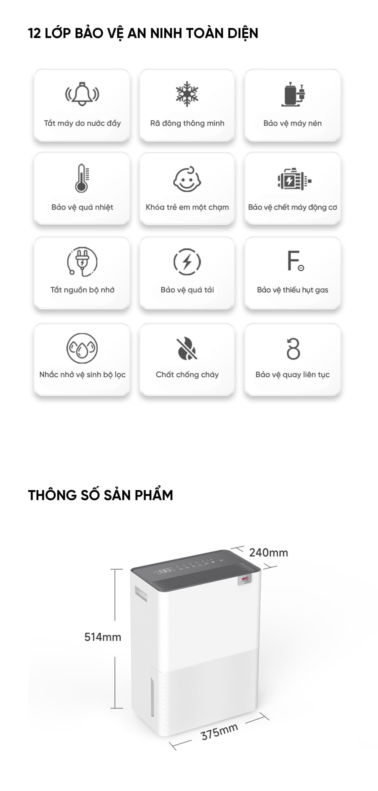Máy hút ẩm thông minh Xiaomi VINO 40L | Giá tốt