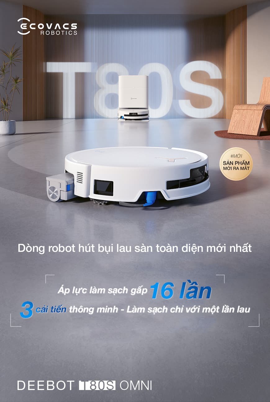 Robot hút bụi lau nhà Ecovacs Deebot T80S Omni