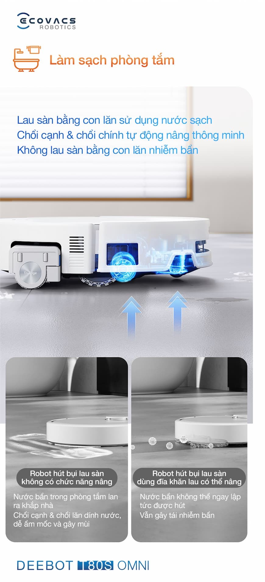 Ưu điểm nổi bật của robot hút bụi lau nhà Ecovacs Deebot T80S Omni