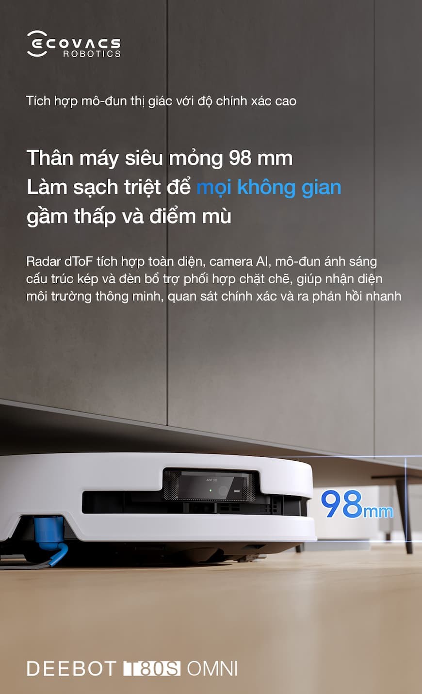 Ưu điểm nổi bật của robot hút bụi lau nhà Ecovacs Deebot T80S Omni