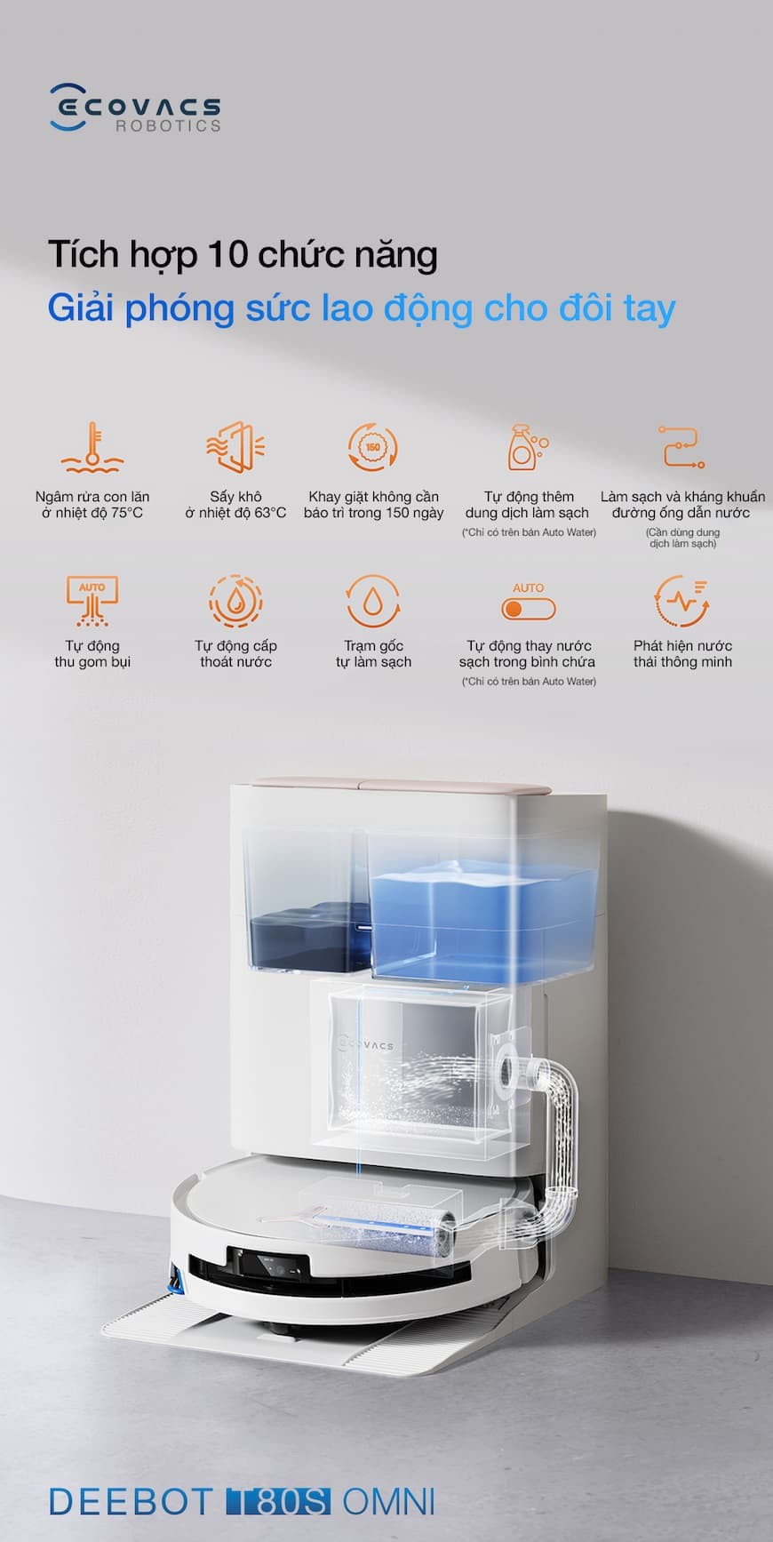 Ưu điểm nổi bật của robot hút bụi lau nhà Ecovacs Deebot T80S Omni