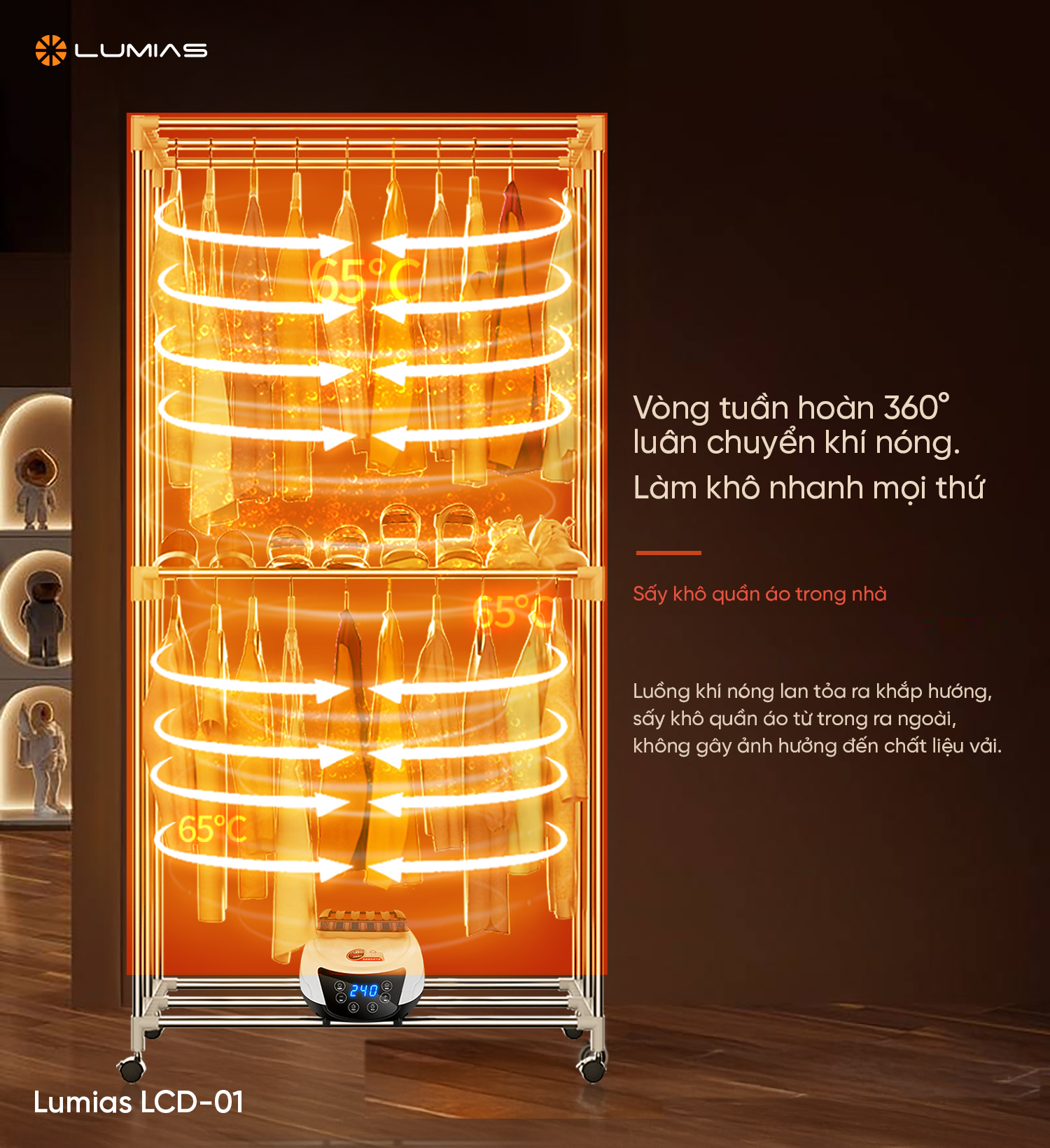 Tủ sấy quần áo Lumias LCD-01 làm khô quần áo nhanh chóng
