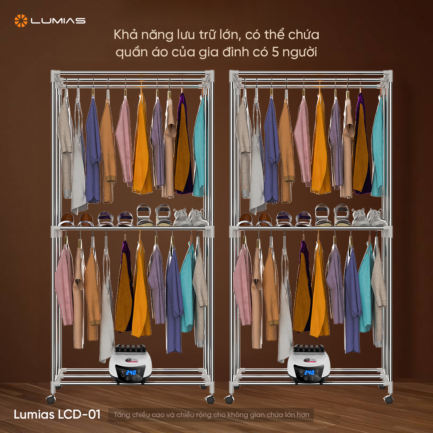 Lumias LCD-01 lưu trữ được lượng quần áo lớn