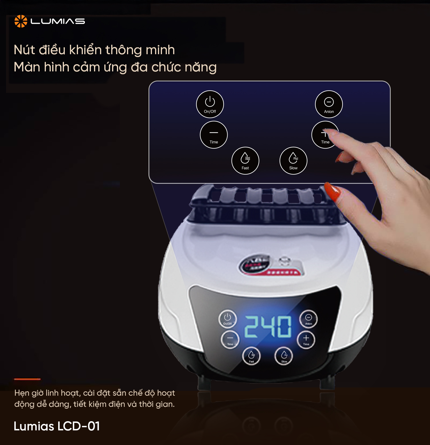 Tủ sấy quần áo LCD-01 điều khiển thông minh với màn hình cảm ứng 