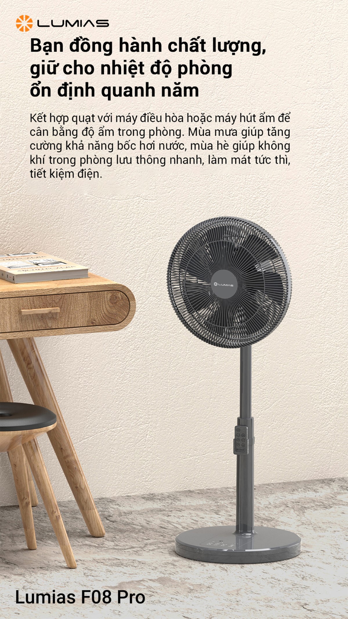 Quạt cây Lumias F08 Pro làm mát hiệu quả