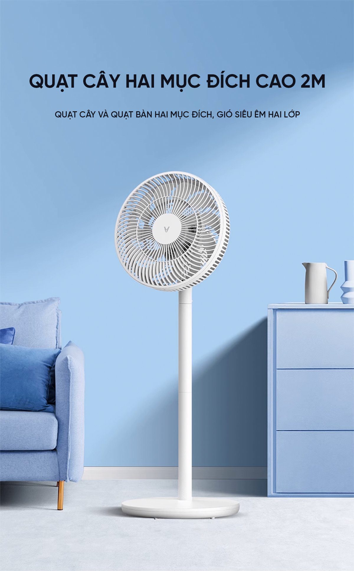 Quạt cây Xiaomi Viomi Động Cơ Không Chổi Than 18 Cánh