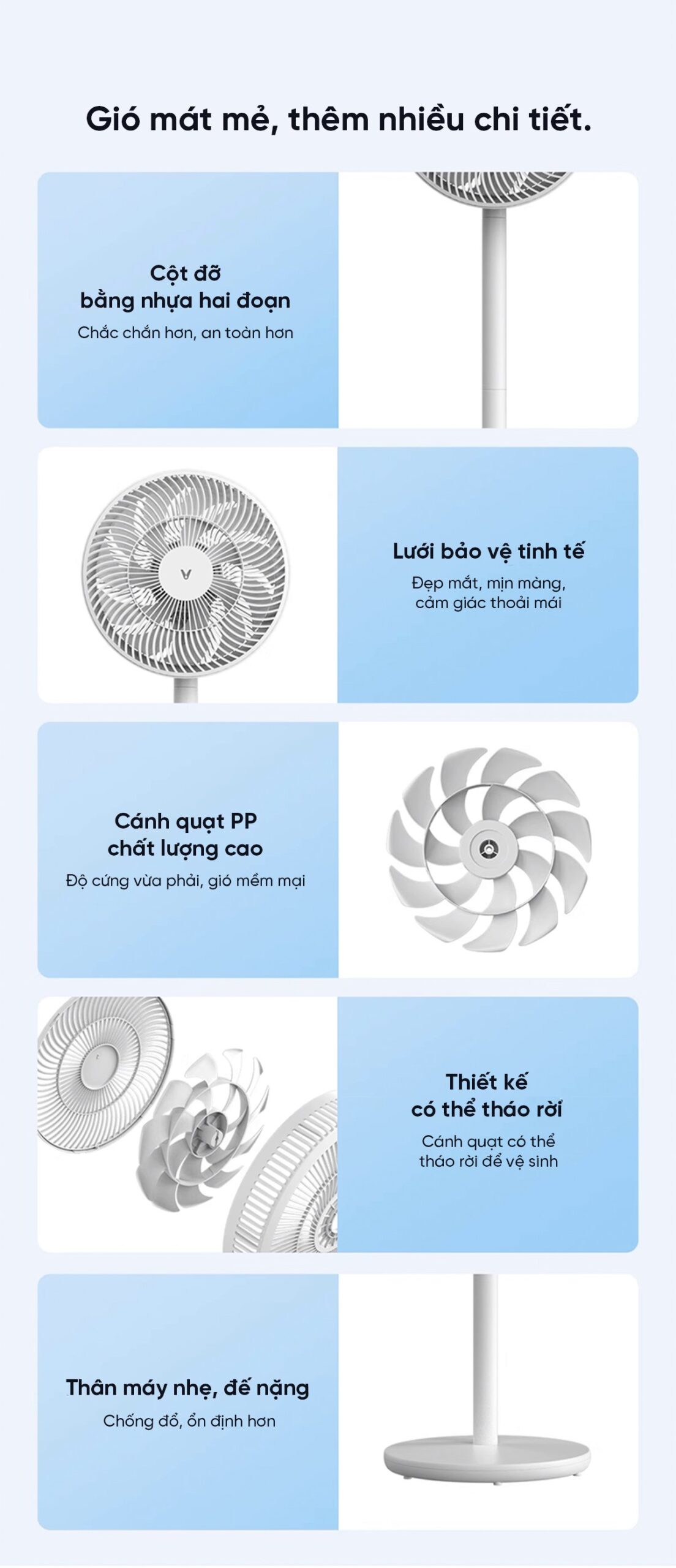 Quạt cây Xiaomi Viomi Động Cơ Không Chổi Than 18 Cánh