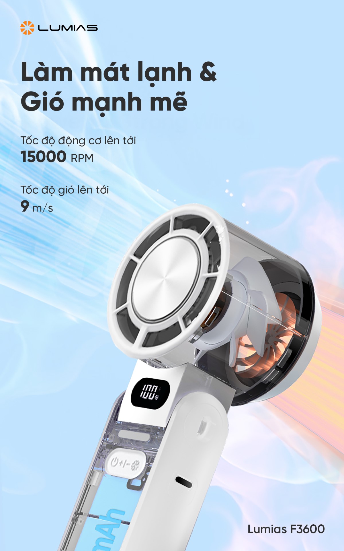 Lumias F3600 làm mát nhanh, gió mạnh mẽ