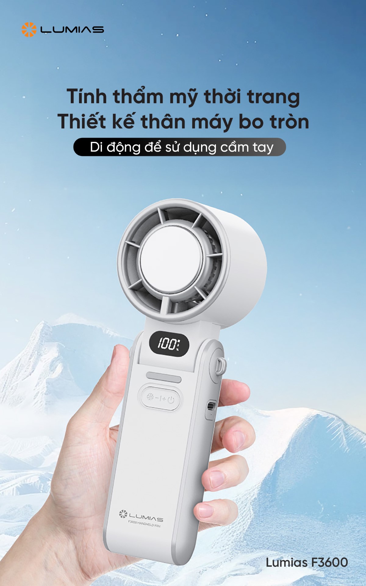 Quạt cầm tay làm lạnh Lumias F3600 nhỏ gọn, tinh tế 
