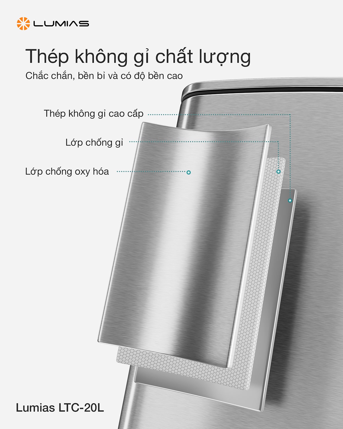  LTC-20L được làm từ thép, nhựa PP cao cấp