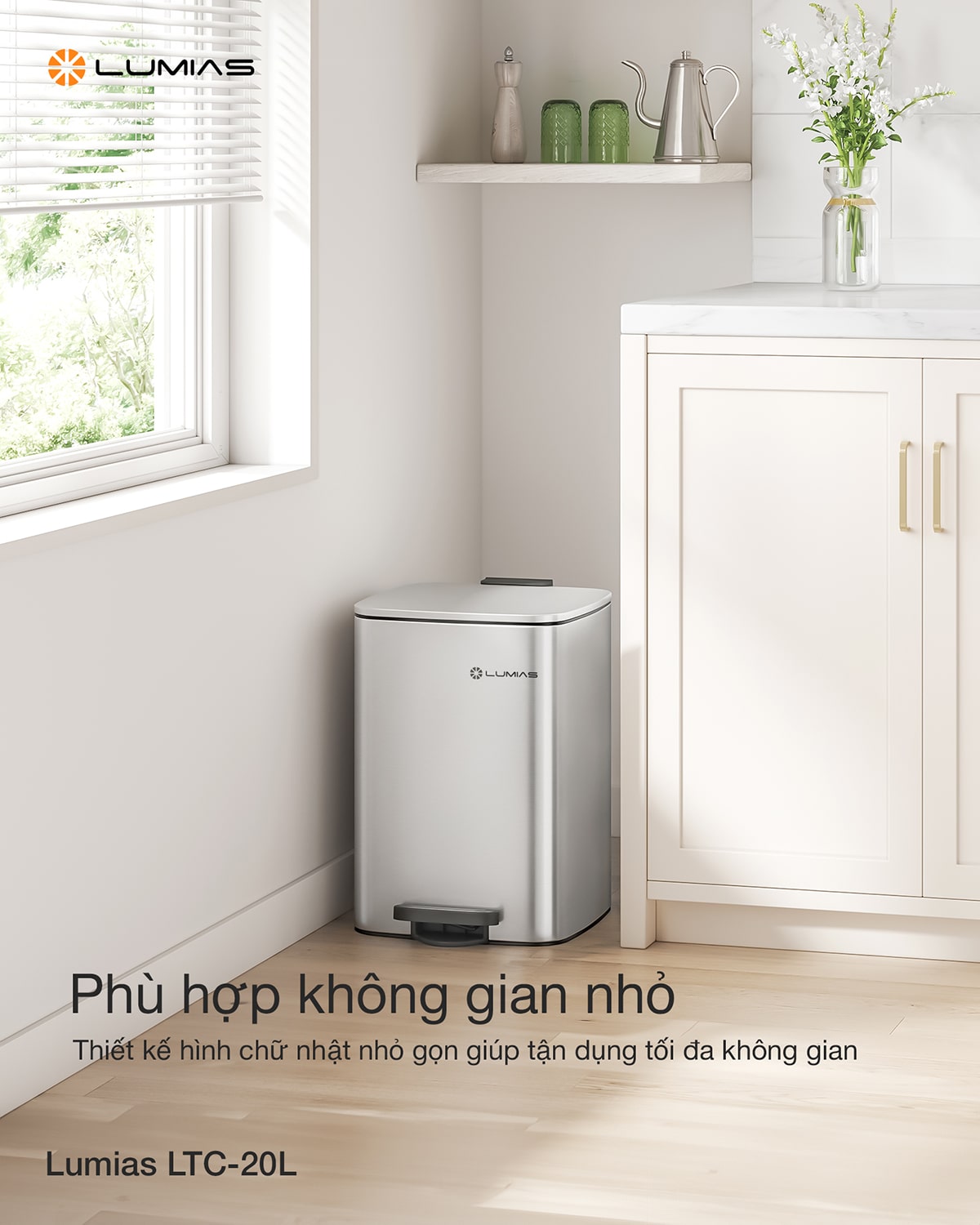 Thùng rác dung tích 20L Lumias LTC-20L phù hợp cho không gian nhỏ