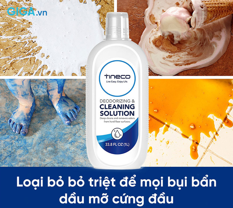 Nước lau sàn dùng cho máy hút bụi lau sàn Tineco 9FWWS101800 có công dụng làm sạch vết ố, bụi bẩn