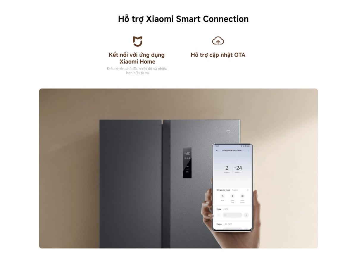 Tủ lạnh Xiaomi Mijia Refrigerator Side-by-Side 635L | Xám đá