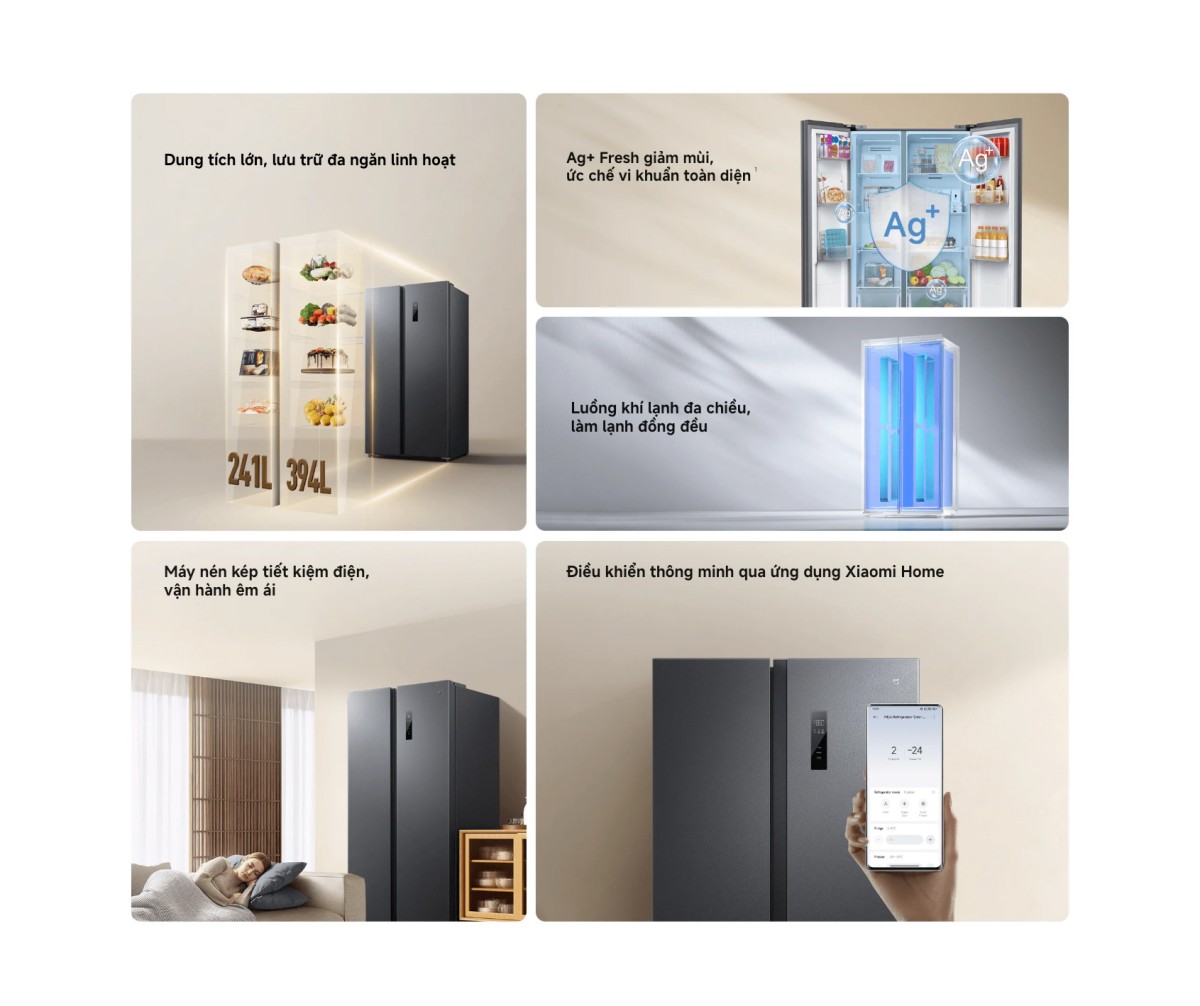 Tủ lạnh Xiaomi Mijia Refrigerator Side-by-Side 635L | Xám đá
