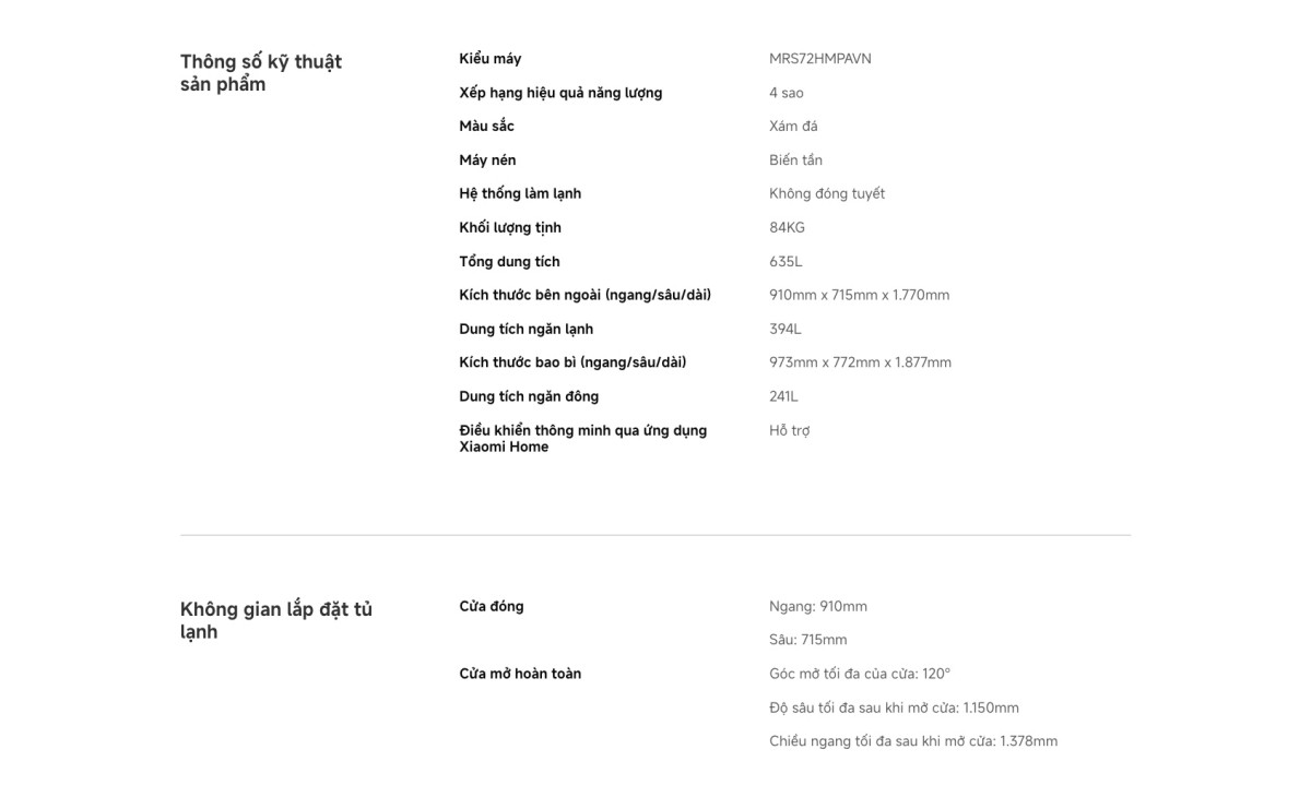 Tủ lạnh Xiaomi Mijia Refrigerator Side-by-Side 635L | Xám đá