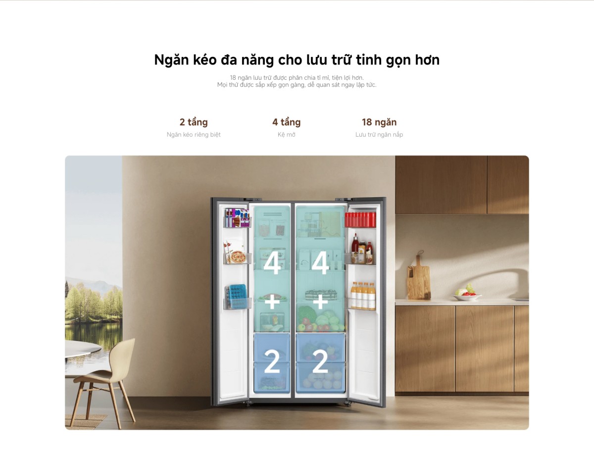 Tủ lạnh Xiaomi Mijia Refrigerator Side-by-Side 635L | Xám đá