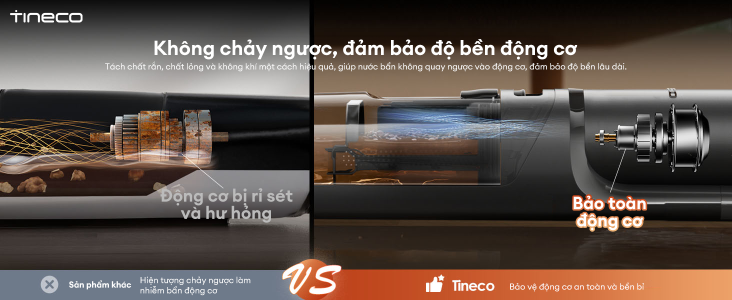 Máy hút bụi lau sàn khô ướt Tineco FLOOR ONE i7 Steam bảo vệ động cơ hoạt động an toàn.