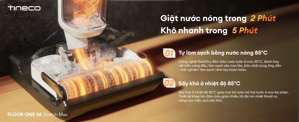 S6 Stretch Max tự động làm sạch bằng nước nóng 85 độ C